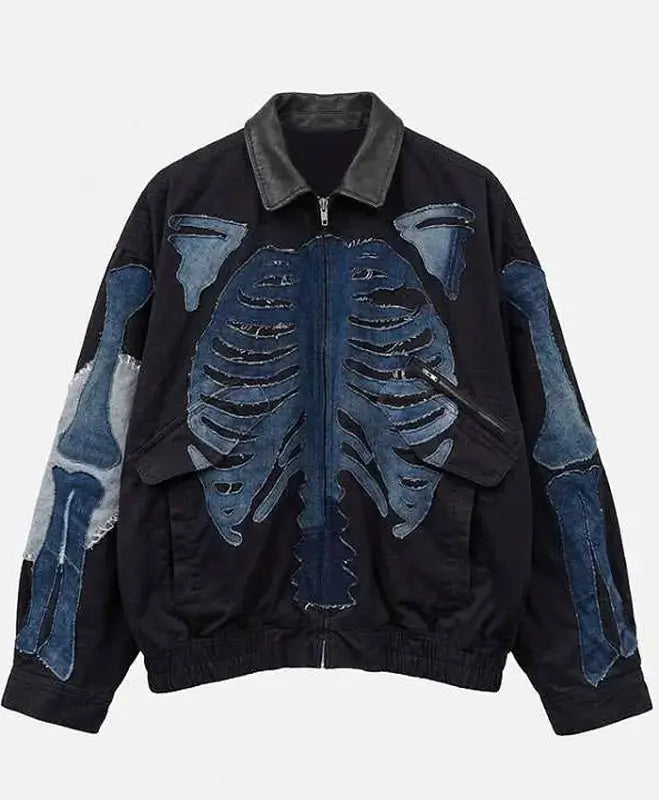 Rib Cage Halloween Denim Jacket