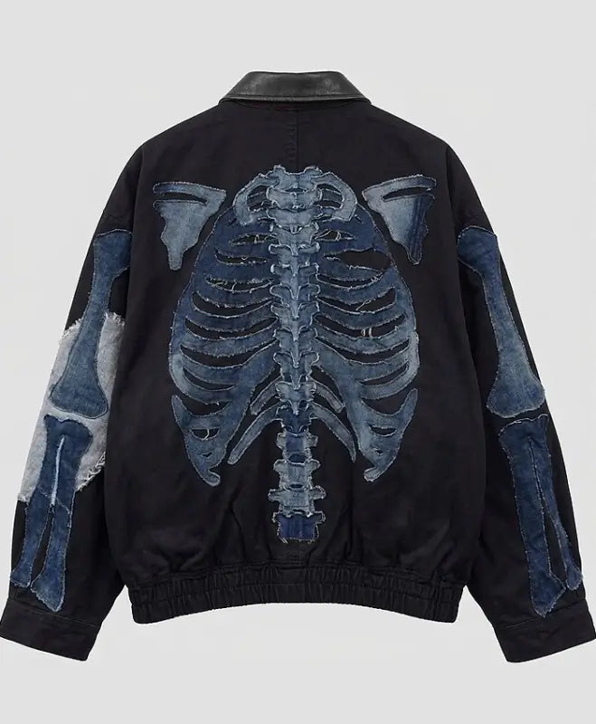 Rib Cage Halloween Denim Jacket For Men & Women
