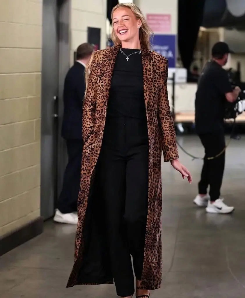 Sophie Cunningham WNBA Playoffs Leopard Coat For Women