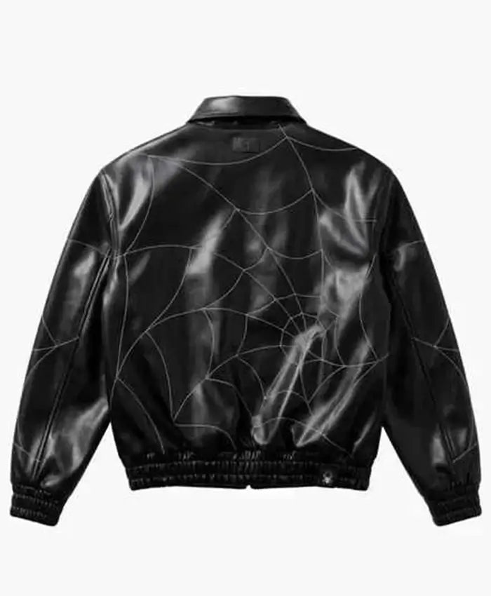 Spider-Man Cosplay Black Leather Bomber Jacket