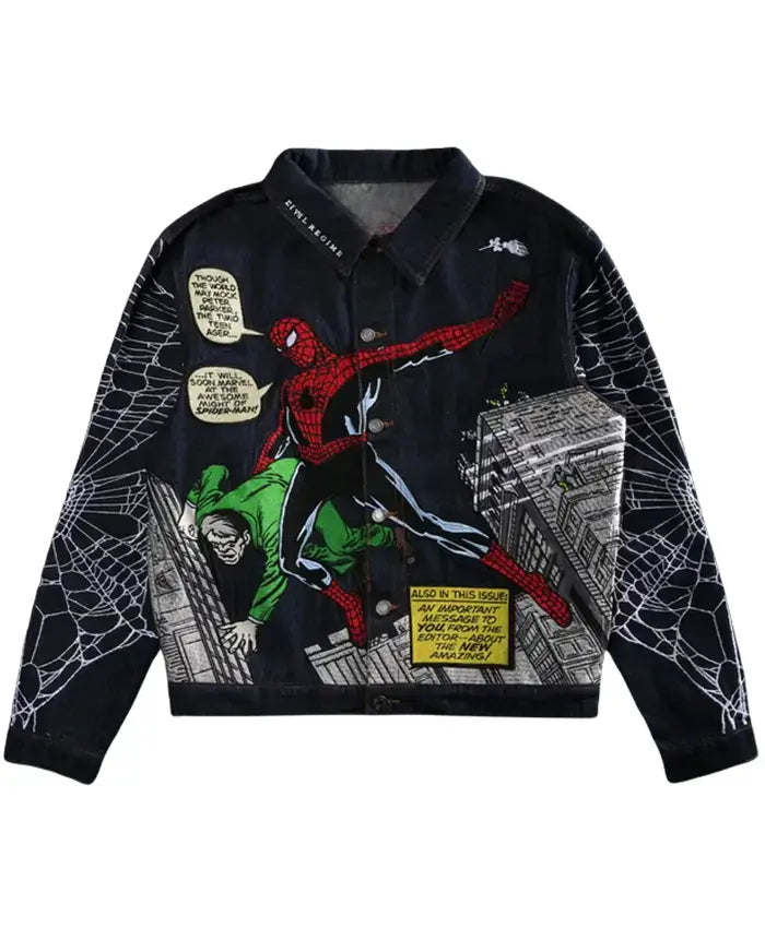 Spider-Man Webs Concrete Blue Denim Jacket