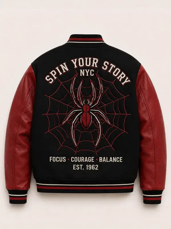 Spider Man Protector Letterman Black Varsity Jacket