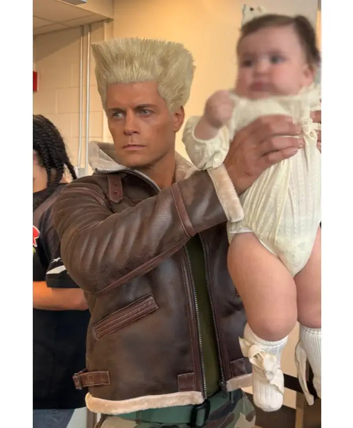 Street Fighter Cody Rhodes UFC 332 Brown Leather Jacket
