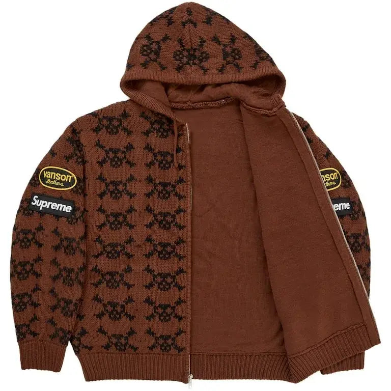 Supreme Vanson Leathers Skull Zip Up Hooded Sweater