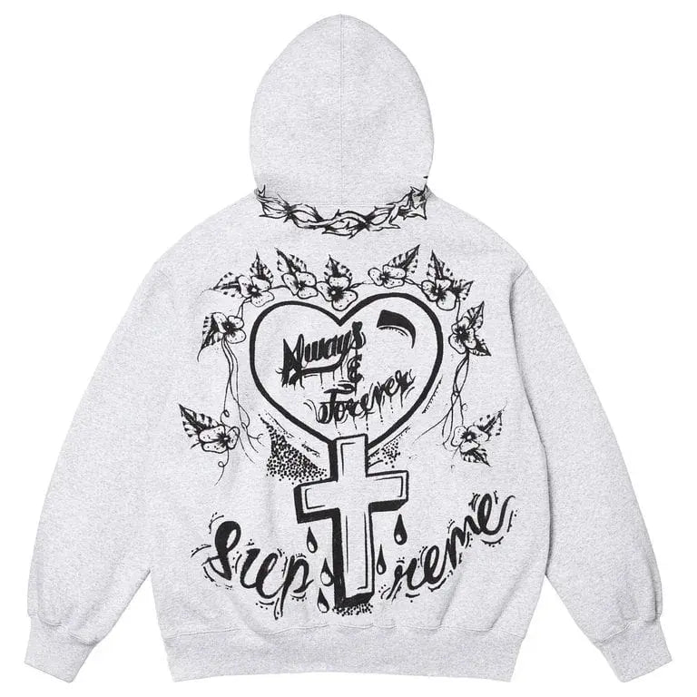 Supreme Forever Hooded Grey Sweatshirt