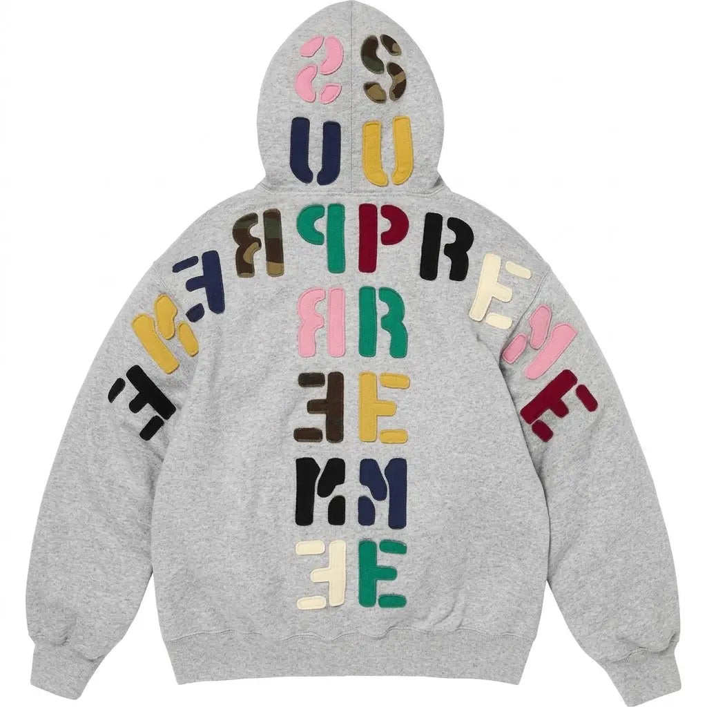 Supreme Mirrored Appliqué Grey Hooded Sweatshirt