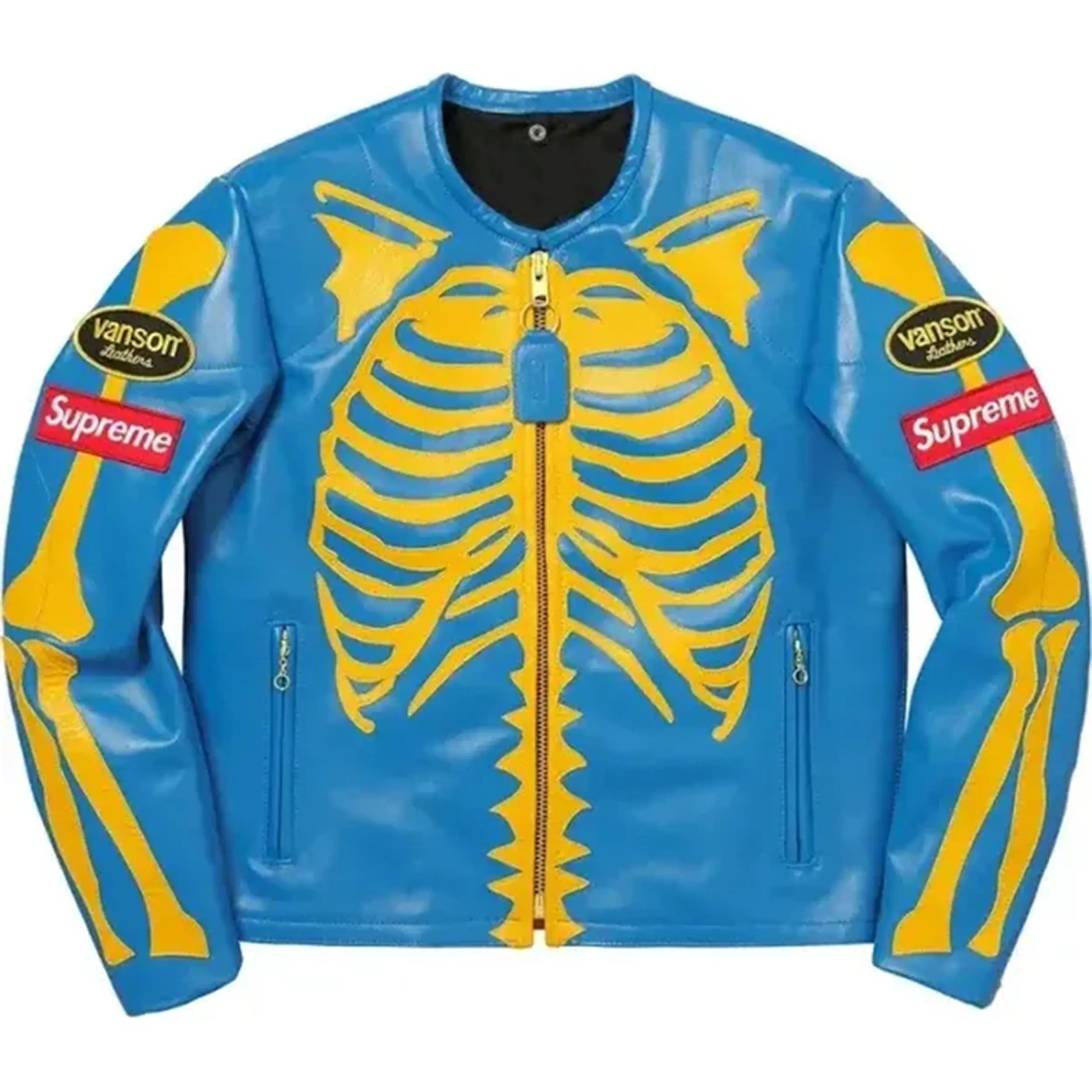 Supreme Vanson Bones Blue Leather Jacket