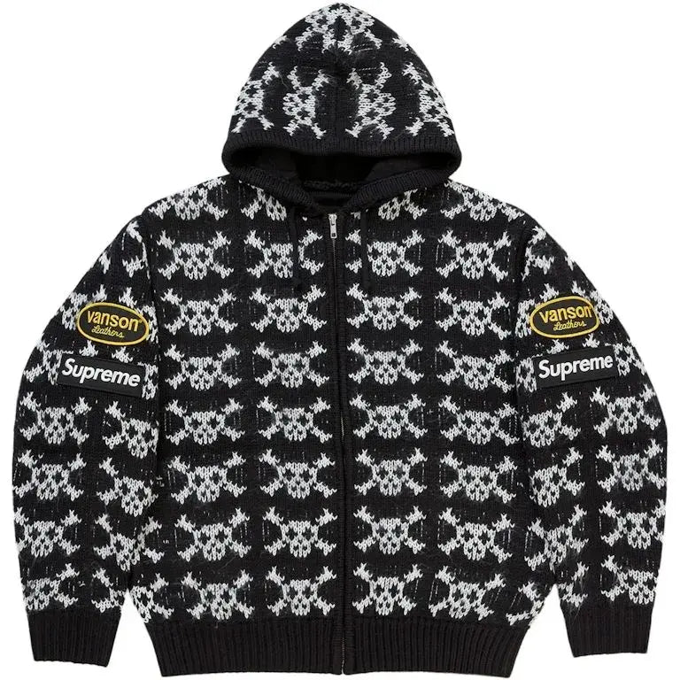 Supreme Vanson Leathers Skull Zip Up Hooded Sweater