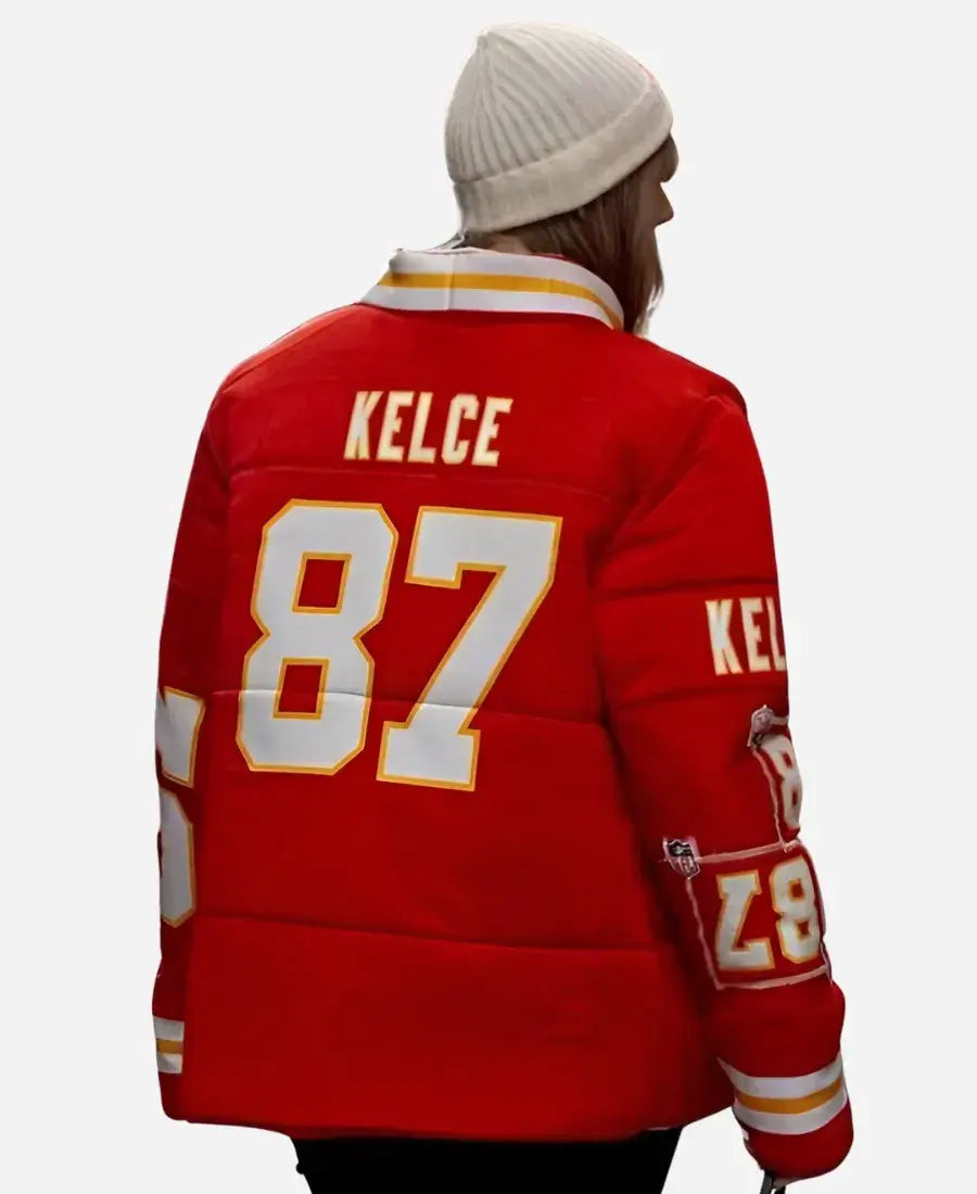Taylor Swift Kelce 87 Red Puffer Jacket