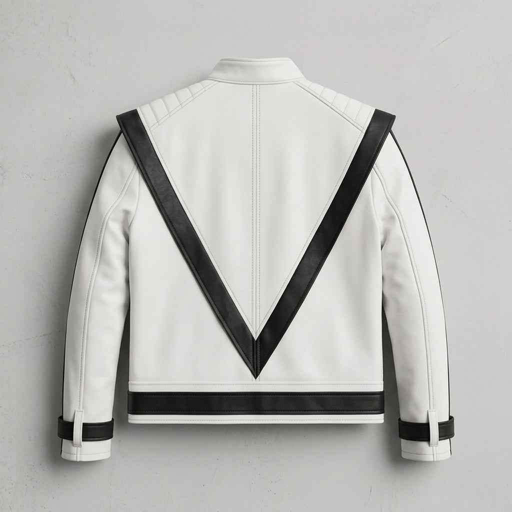 Thriller Michael Jackson White Leather Jacket