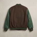 Timberland Brown & Green Wool Letterman Varsity Jacket