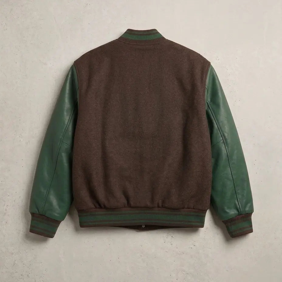 Timberland Brown & Green Wool Letterman Varsity Jacket