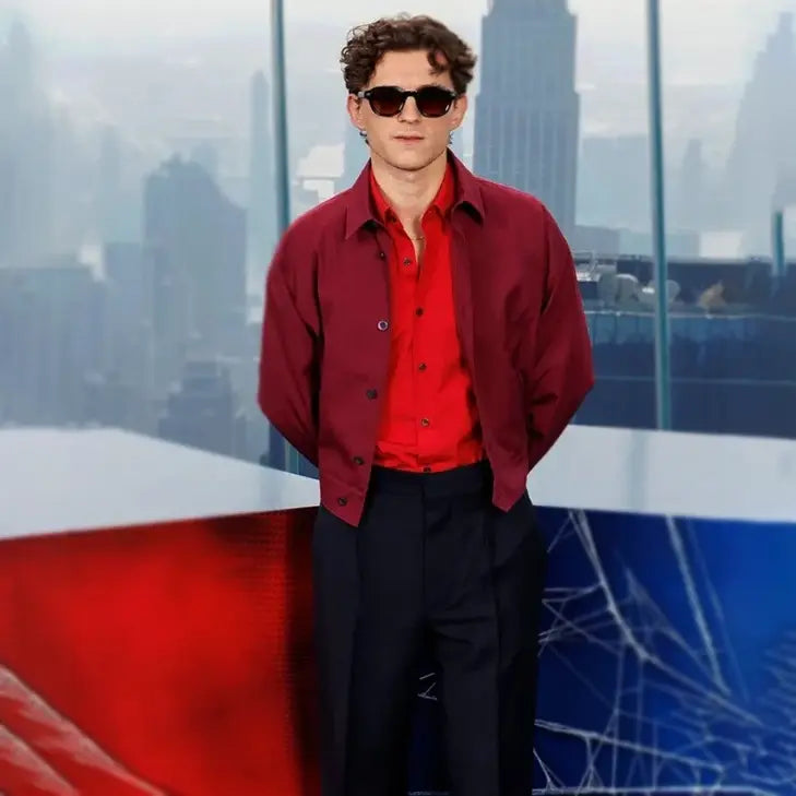 Tom Holland Brand New Day New York Photocall Red Jacket For Men & Women