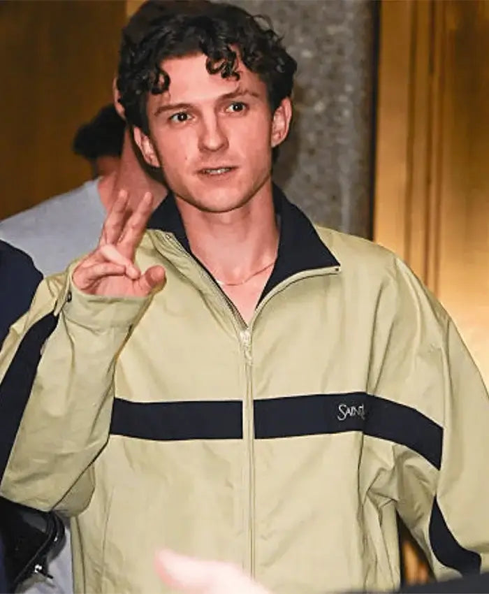Tom Holland NYC Saint Laurent Beige Windbreaker Jacket
