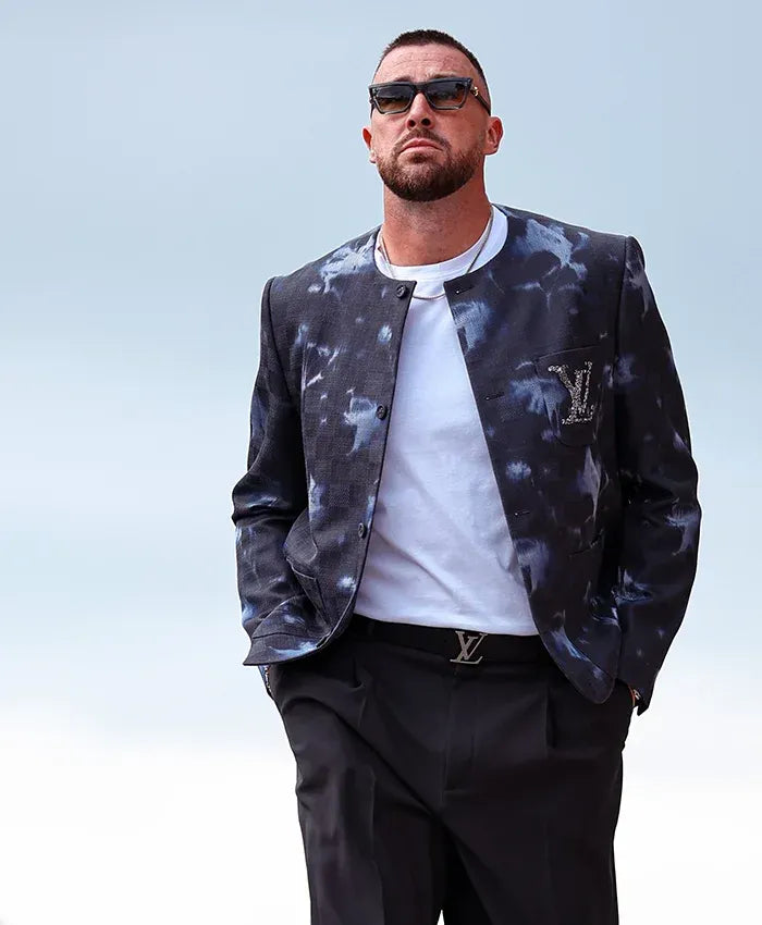 Travis Kelce LV Embellished Collarless Jacket