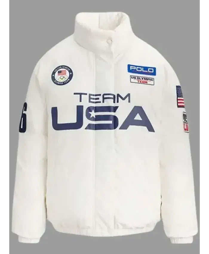 USA Team Olympic 2026 White Puffer Jacket
