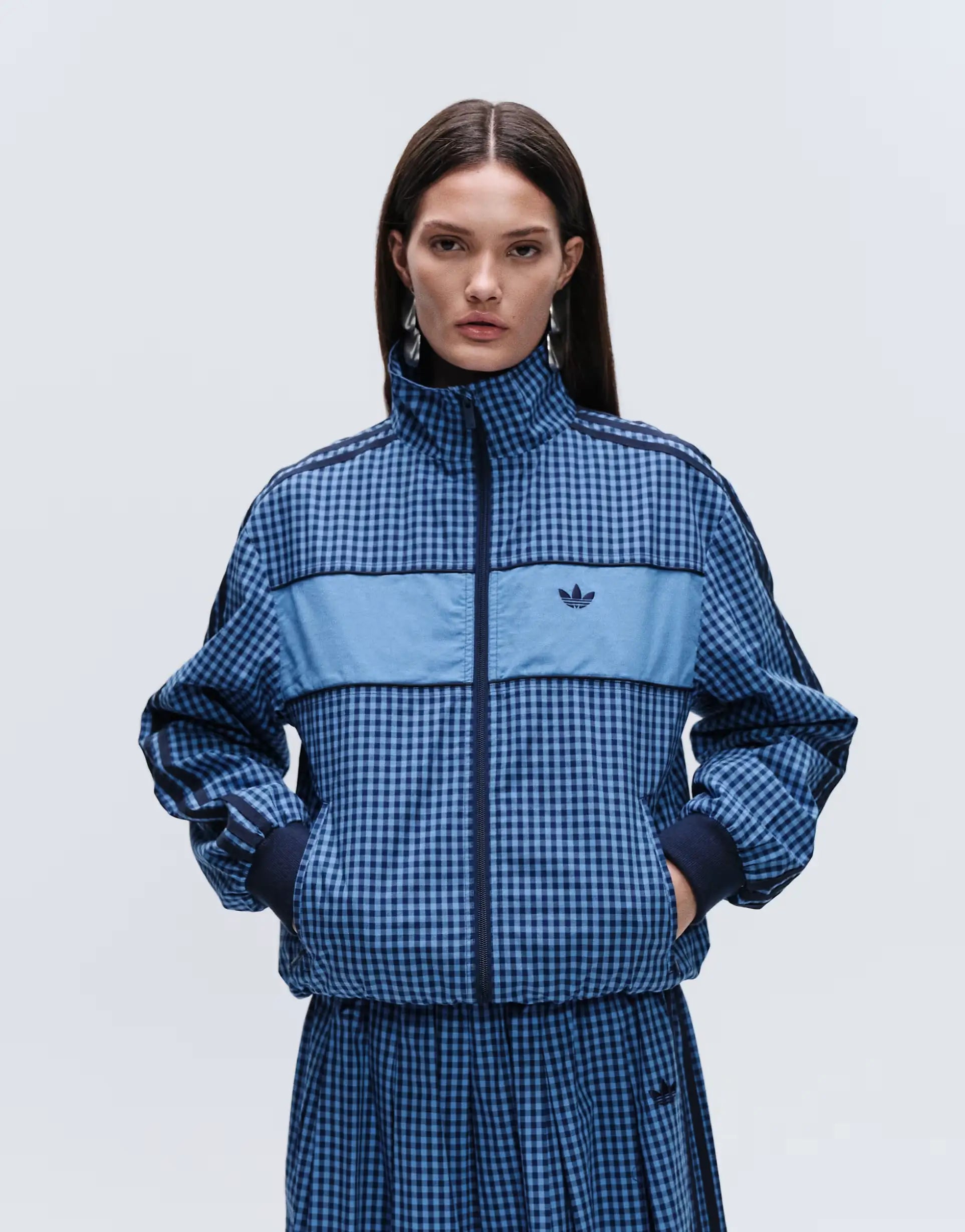 adidas x ASOS blue gingham jacket