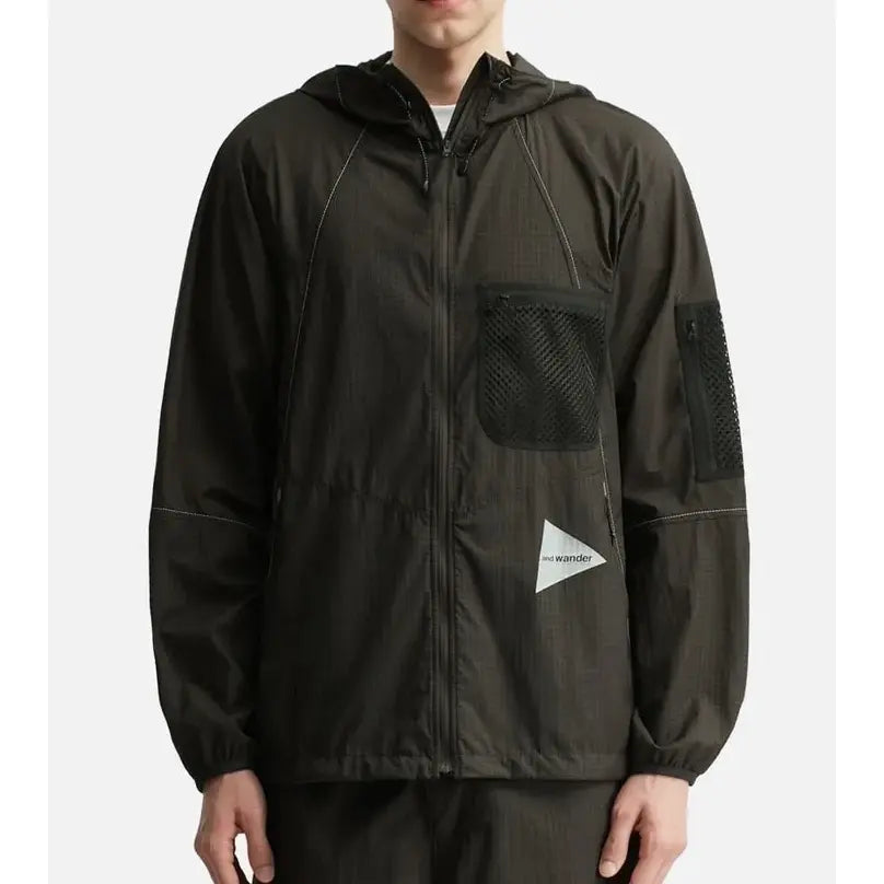 and Wander Dark Grey Technical Hooded Ripstop Jacket
