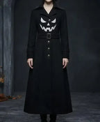 Women Gothic Pumpkin Black Wool Coat