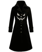 Women Gothic Pumpkin Black Wool Coat