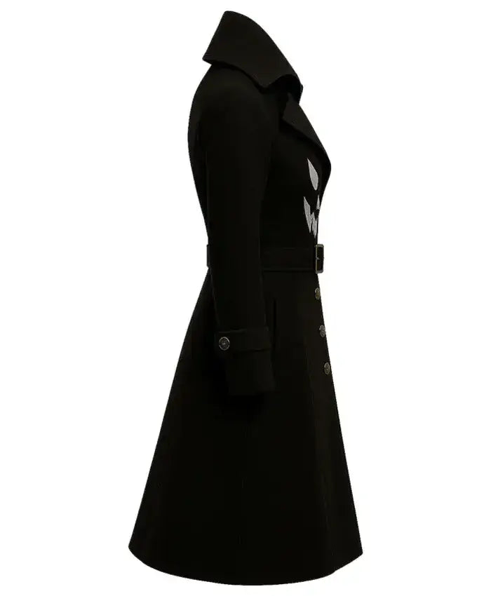 Women Gothic Pumpkin Black Wool Coat