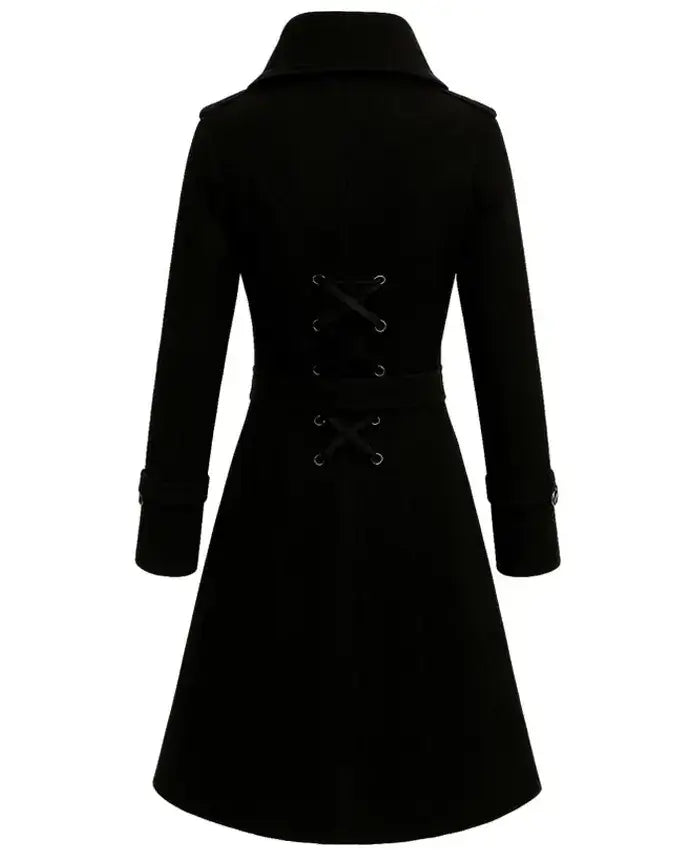 Women Gothic Pumpkin Black Wool Coat