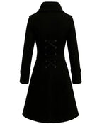 Women Gothic Pumpkin Black Wool Coat