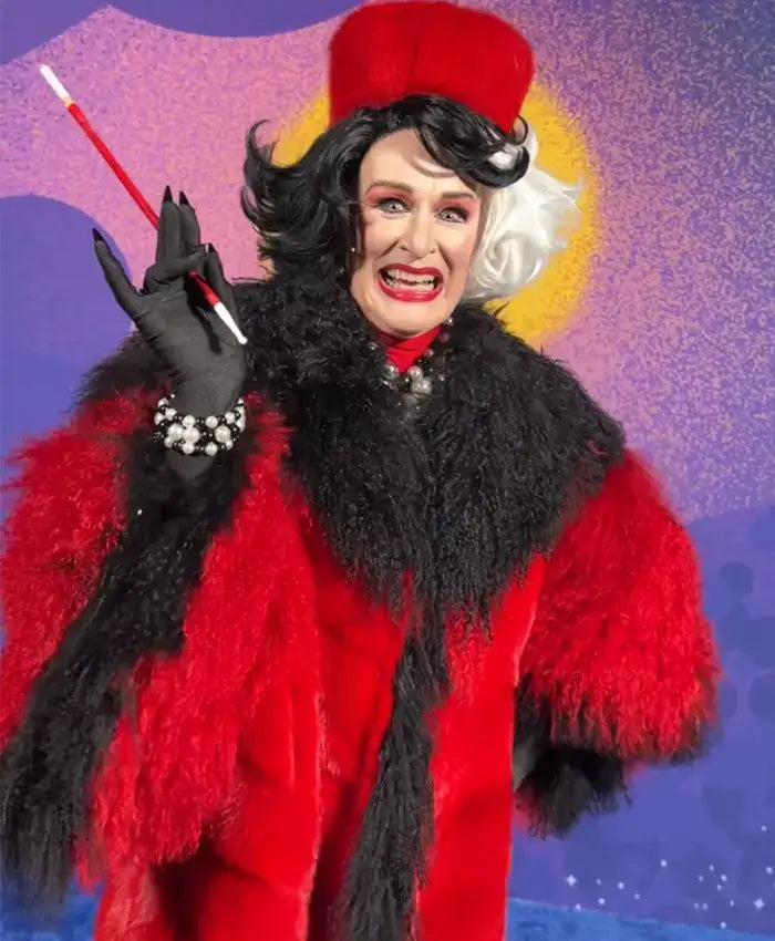 D23 Cruella Deville Red And Black Fur Coat