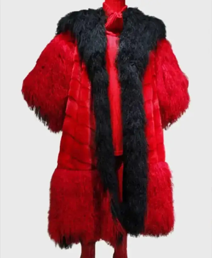 D23 Cruella Deville Red And Black Fur Coat