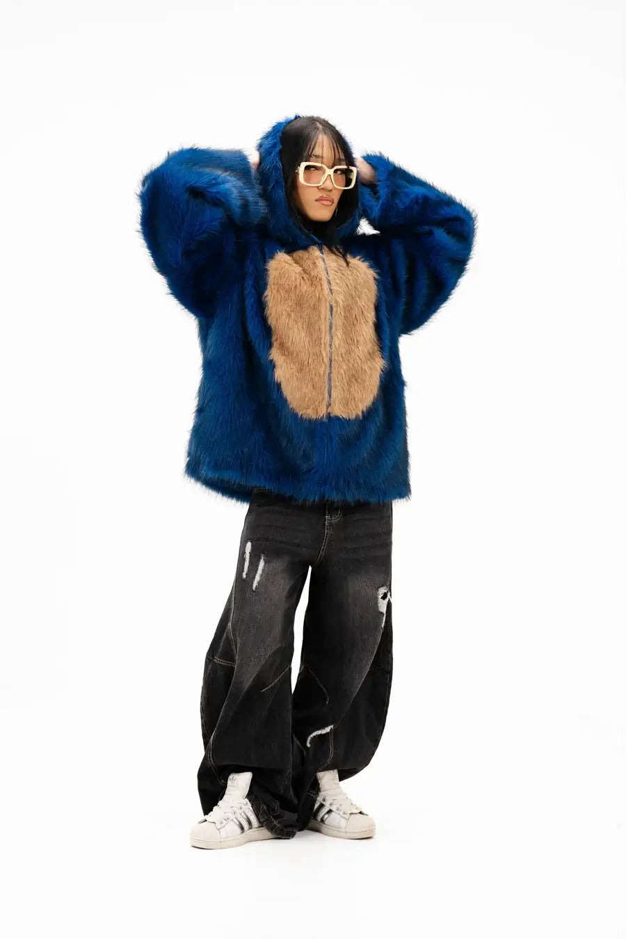 Neptun x Sonic  Faux Fur Hooded Jacket For Women