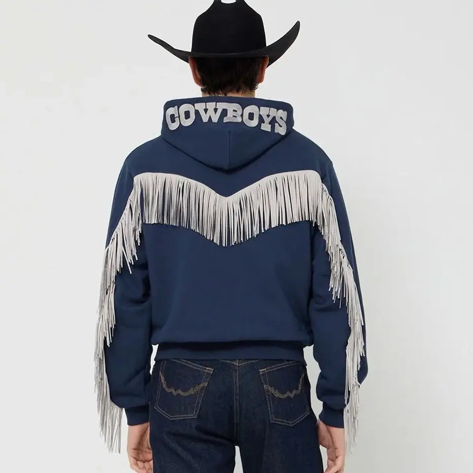 Austin Post x Dallas Cowboys Navy Fringed Hoodie