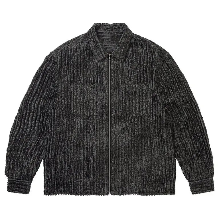 Supreme Leopard Frayed Zip Up Shirt