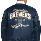 Brewers Starter World Series Champions Navy Satin Jacket For Men & Women