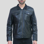 black leather jacket