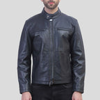 mens biker black jacket